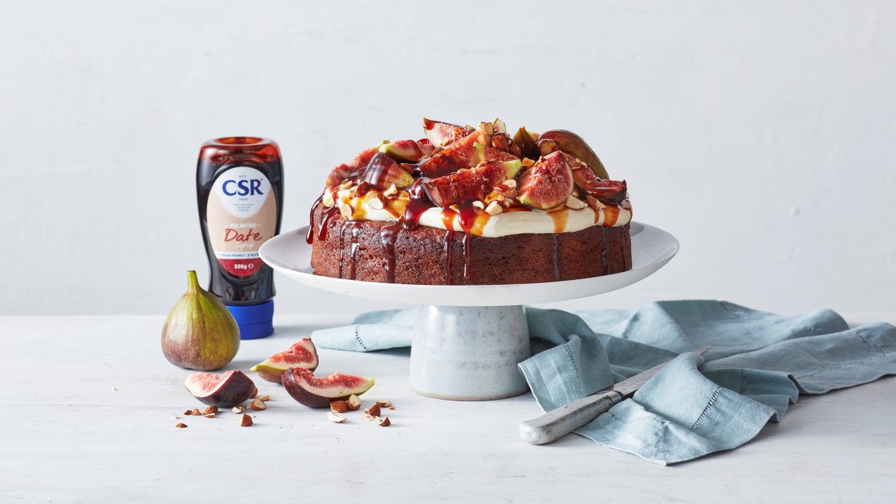 Spiced Date and Almond Cake with Yoghurt, Orange and Figs