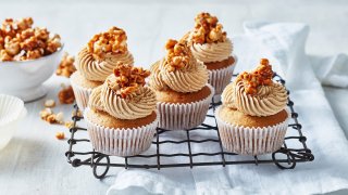 Caramel White Choc Cupcakes with Caramel Popcorn