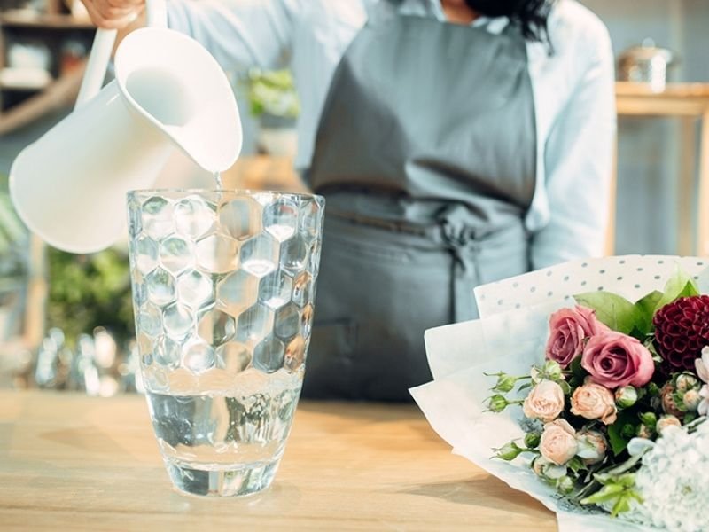 watering flowers